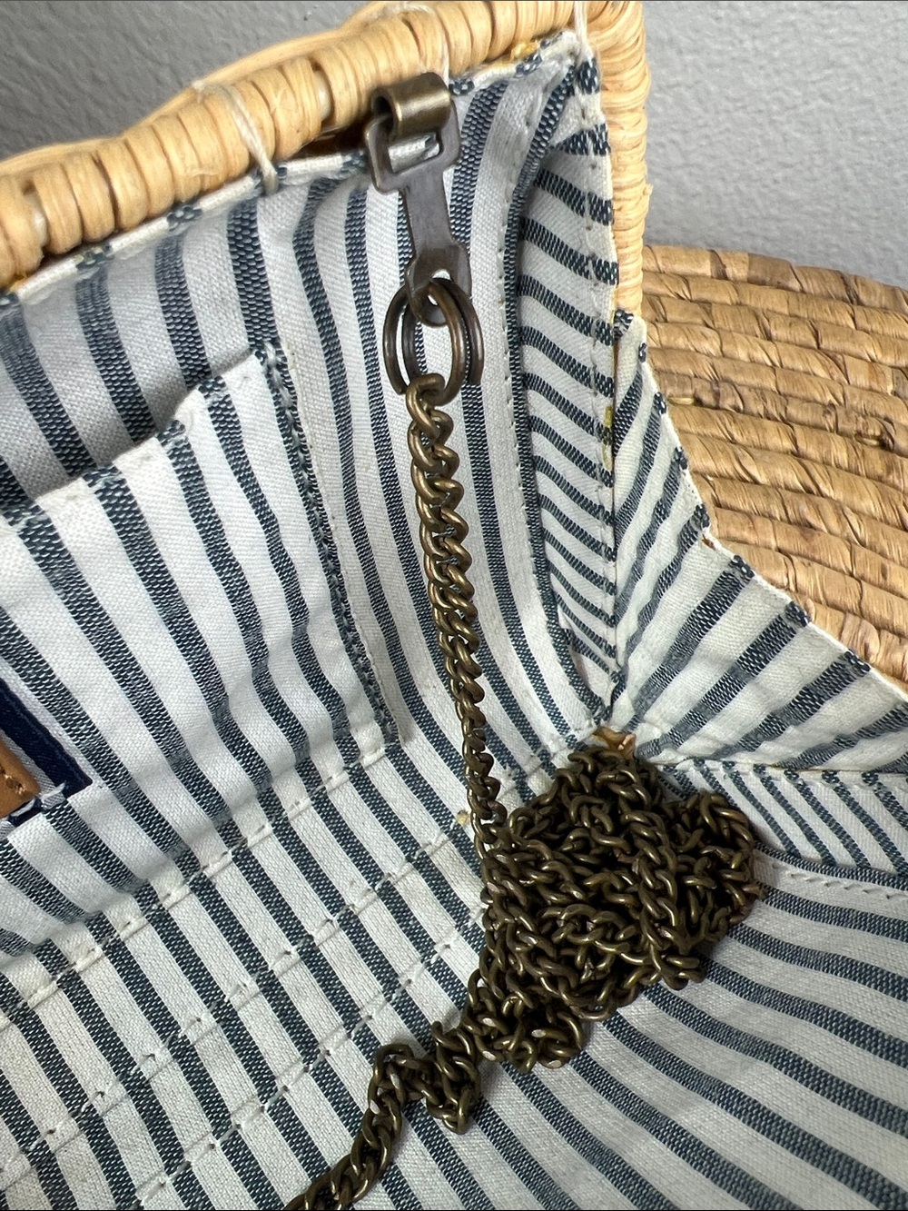 J. Crew Woven Straw Clutch with Tan Leather Trim Crossbody - Picture 8 of 8